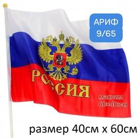 Флаг Российский / размер 40см х 60см (с древком)
