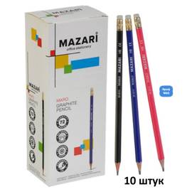 Карандаш чернографитный HB, 10 шт