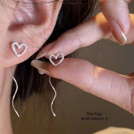 Серьги сердечки с хвостиком