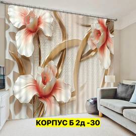 Шторы с принтом 2,9*2,6 м / без тюля