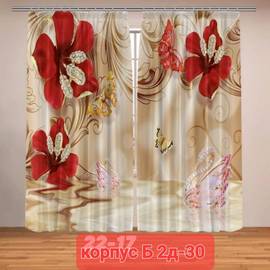 Шторы с принтом / без тюля 2,9*2,6 м