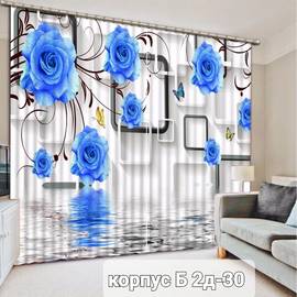 Шторы с принтом / без тюля 2,9*2,6 м