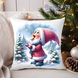 Наволочка с новогодним принтом 50*50 см/ без выбора принта